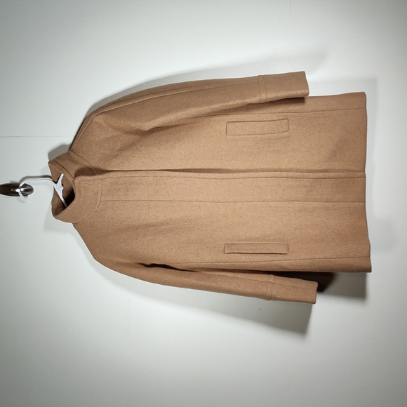 J. Crew City Coat Wool High Collar Long Winter Coat Tan Brown 2 - Picture 4 of 16